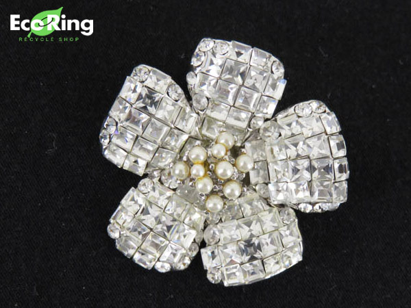 1円 超美品 フォクシー ラインストーン ブローチGK503