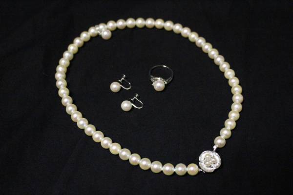 ●未使用品●アコヤ真珠 PT900 8mmリング ネックレス 3点セット