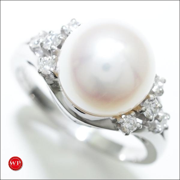 ミキモト PT リング パール ダイヤ 中古 美品 送料無料☆0315