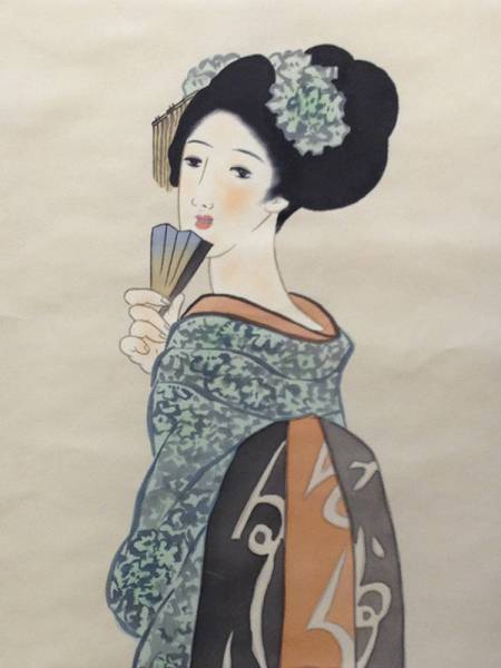 竹久夢二 版画 リトグラフ 額付き | 「二人舞妓」 たて長 竹久夢二の