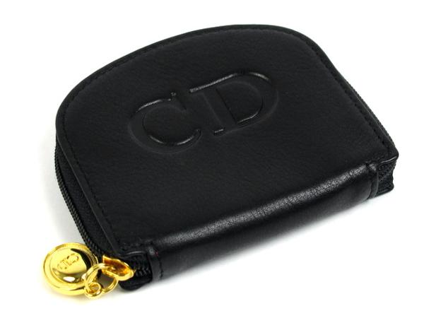 ディオール　コインケース ラウンドジップ ブラック レザー 美品