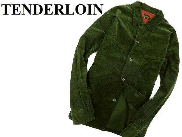 TENDERLOIN テンダーロイン 総柄コーデュロイシャツ S 緑 /b6300