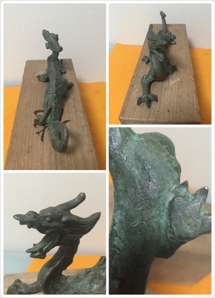 高岡銅器展示館 置物 津田大寿・永寿 共箱 津田永寿作 蝋型鋳銅「蒼龍
