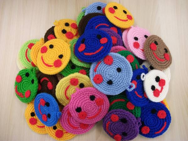 ♪手づくり　にこちゃん　アクリルたわし５０個セット販売　♪