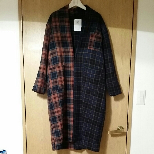 美品☆STOF　ストフ　チェックガウンコート