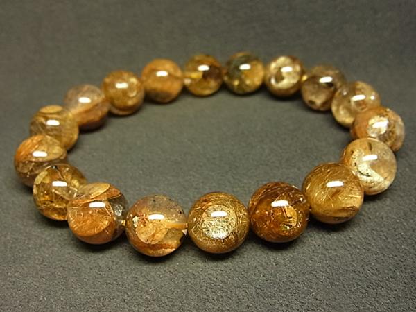 g430円★濃密【ファントムゴールドルチル】水晶ブレスＭ★11.5mm