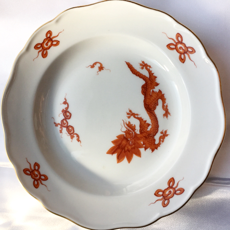 マイセン 赤 ドラゴン 手書き お皿 プレート 希少