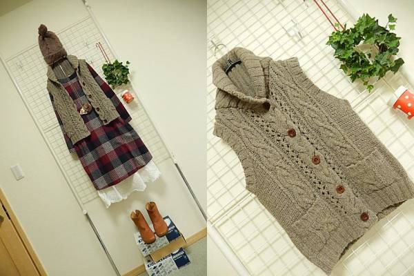 スタジオクリップ★ケーブル編み　ニット　ベスト