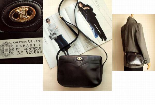 1円/CELINE セリーヌ★斜め掛け◎本革ヴィンテージバック黒/G付