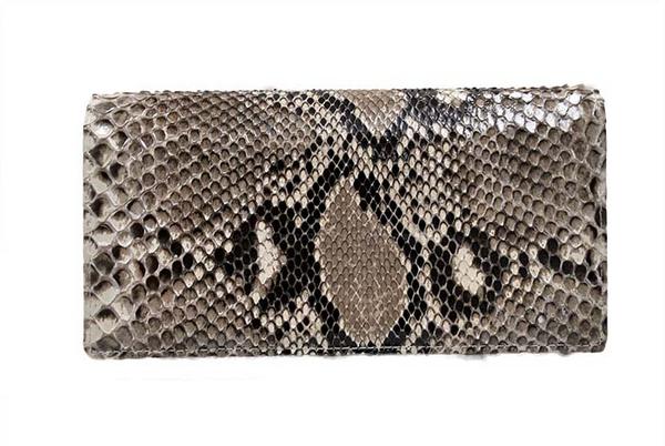 ■1円～★豪華・ダイヤモンドパイソン無双長財布（ナチュラル)