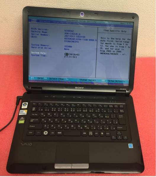 SONY VGN-CS62JB BIOS 確認ジャンク(241714