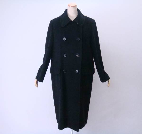 フォーマル♪ ジュンアシダ ウールロングコートダブルブレスト黒 美品 