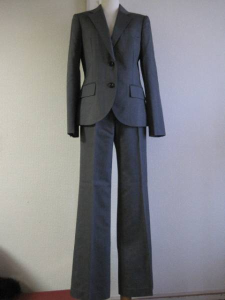 OFUONサイズ38・W73ワイドステッチ上質パンツスーツ♭1456