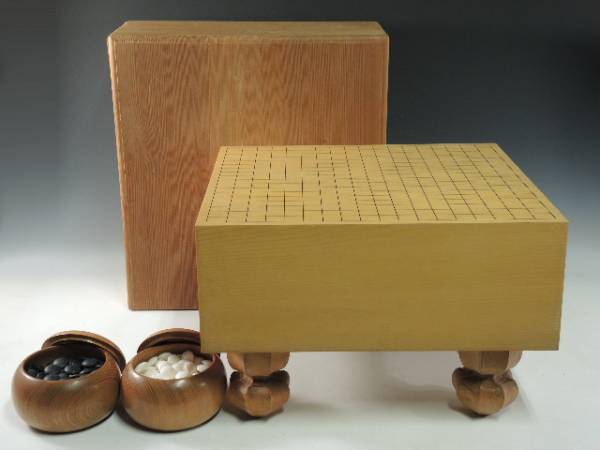 △本蛤碁石40号⁄桜柾目超特大碁笥△桐収納箱