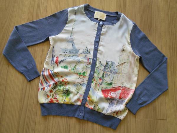 チェスティ パリ スカーフ ニット カーディガン ブルー chesty