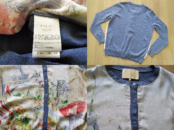 チェスティ パリ スカーフ ニット カーディガン ブルー chesty