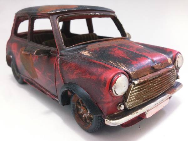 アンティーク ブリキ ミニクーパー 車 レトロ 置物 インテリア