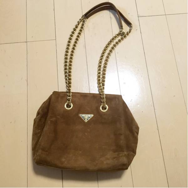 美品正規品レア物!プラダPRADAチェーンバック革スエード革
