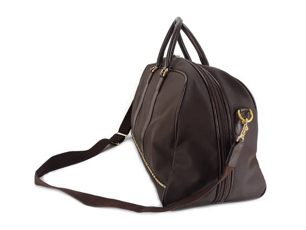 1円 美品 バーバリーゴルフ ボストンバッグ ダークブラウンEL284