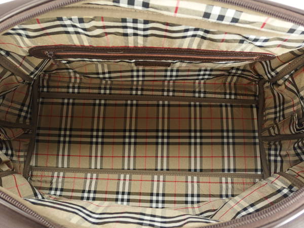 1円 美品 バーバリーゴルフ ボストンバッグ ダークブラウンEL284