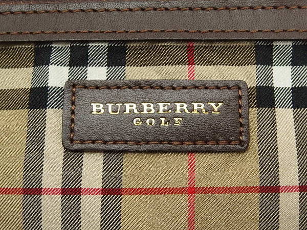 1円 美品 バーバリーゴルフ ボストンバッグ ダークブラウンEL284