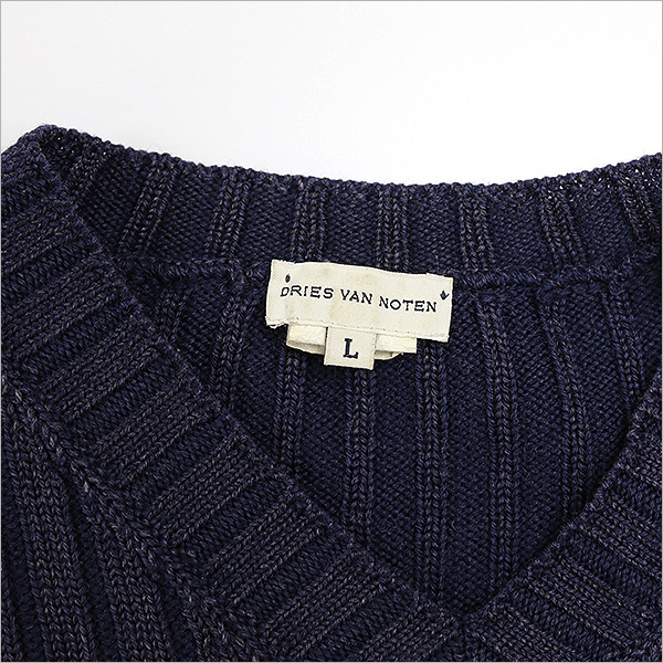 DRIES VAN NOTEN ドリスヴァンノッテン リブ編みVネックニット L