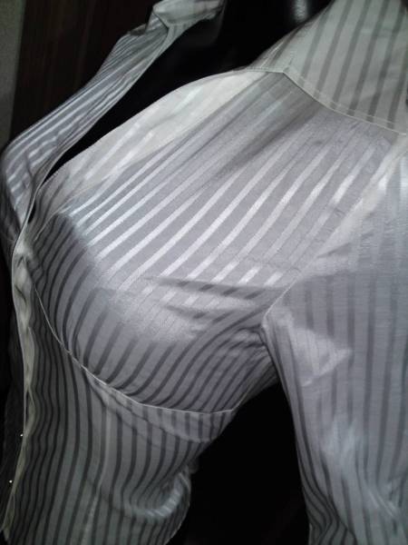 22OCTOBRE SEXY 光沢系 シャドウストライプ シャツ