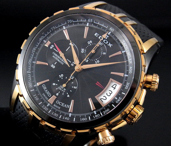 【OH済・美品】エドックス グランドオーシャン クロノ 自動 箱付