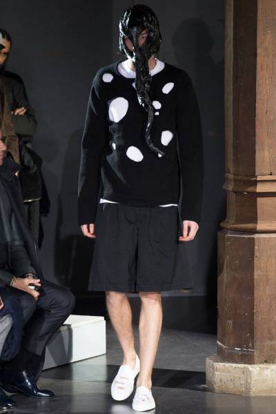 14AW コムデギャルソンオムプリュス ホーリーニット Sサイズ 黒