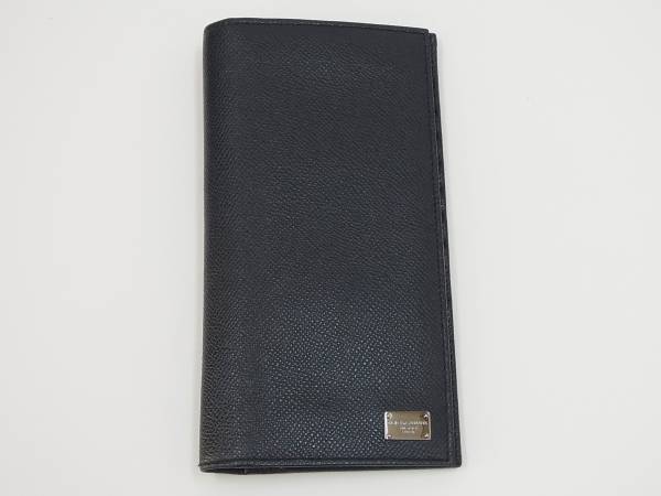ドルチェ＆ガッパーナ D＆G レザー 二つ折り長財布 濃紺 メンズ