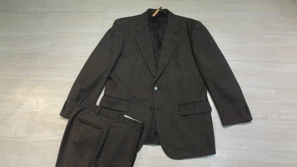 175cmW81★伊勢丹isetan★冬物上質オーダー2Bスーツ/茶系織り