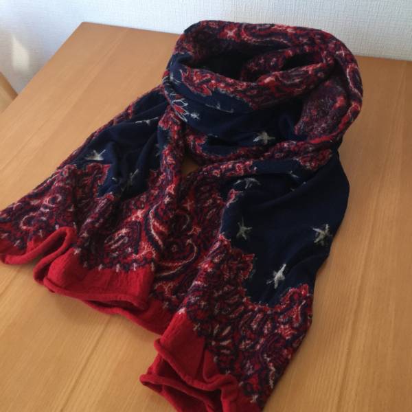 試着のみ KAPITAL 縮絨ウール マフラー ストール 赤 KAPITAL 縮絨