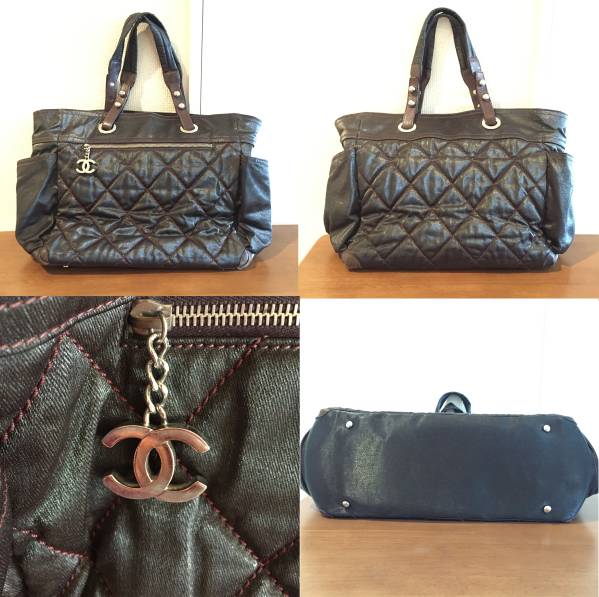 シャネル　パリ・ビアリッツPM　トートバッグ　ダークブラウン　SV金具　カンバス シャネルCHANELトートバッグパリビアリッツGMダークブラウンUSED