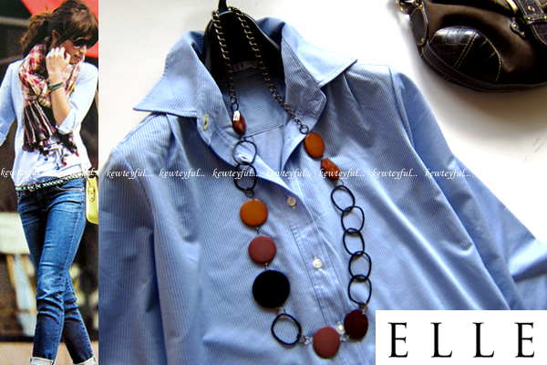 ■ELLEエル■38ストライプシャツ9号新品M/very滝沢眞規子13
