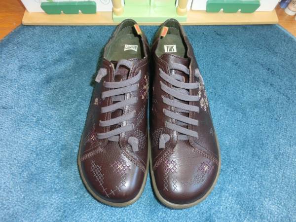 ★カンペール新品TWS ペウ カミ 焦茶×花クロス刺繍 41★即決