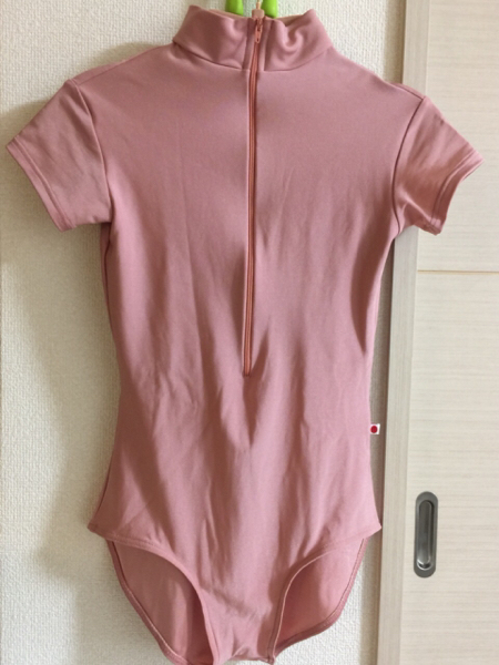 151 YUMIKO*バレエレオタード／半袖ハイネック×ピンク