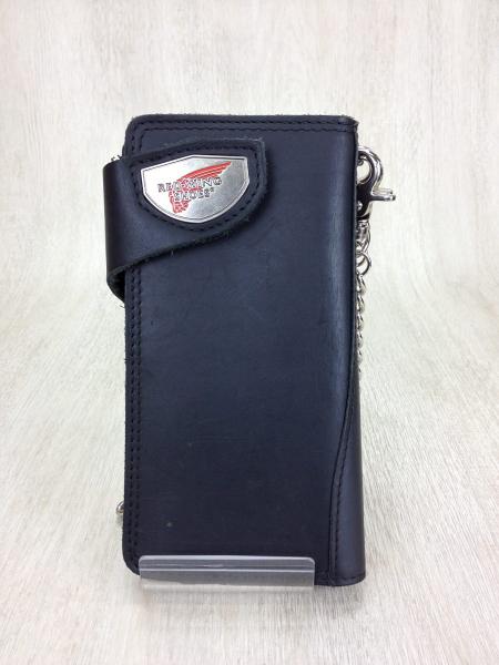 REDWING◇長サイフ/BLK/レザー/チェーン有/箱有/キズ有 男性用