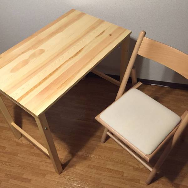無印良品 パイン材 テーブル ブナ材 チェア セット