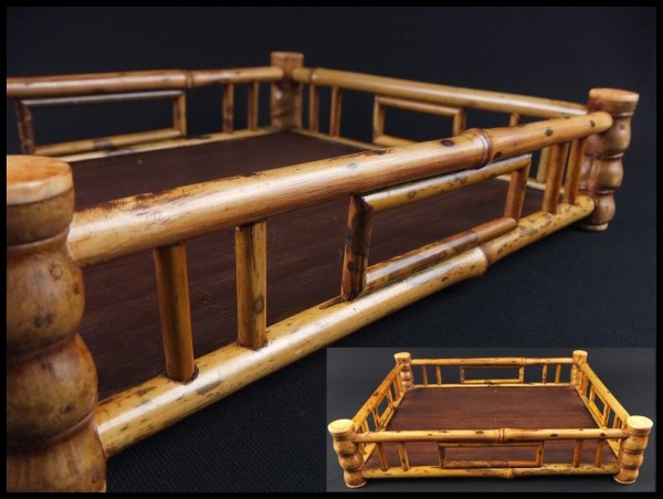 【御茶席道具】時代；唐物 古竹/斑竹『煎茶盆/煎茶台』【46】
