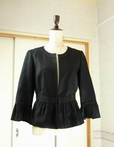 ☆M-premier BLACK 38(M) 黒 ノーカラージャケット☆ エムプルミエ