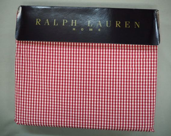 ラルフローレン フィットシーツ ダブル用/ギンガムチェック 赤白