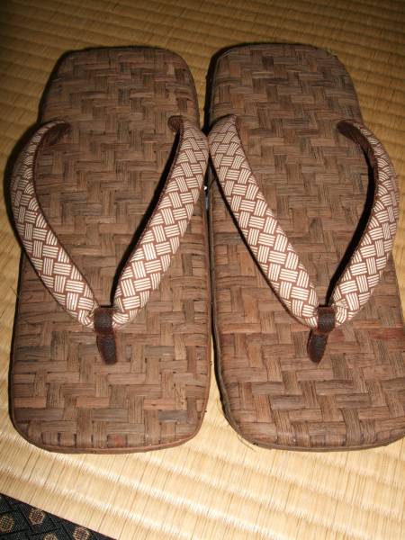 １回のみ出品【日本製 山葡萄　下駄　Ｌサイズ　鼻緒印伝】籠 今回一回み大出血特価出です