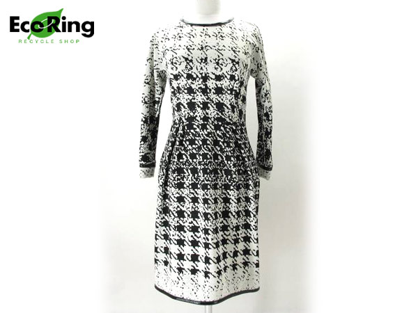 1円 未使用 パオラフラーニ ワンピース 38 薄グレー×黒 AV123