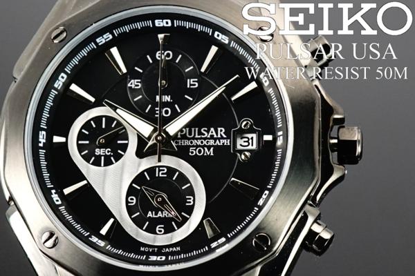 大量10本逆輸入元HamiltonブランドPulsarガンメタクロノグラフ