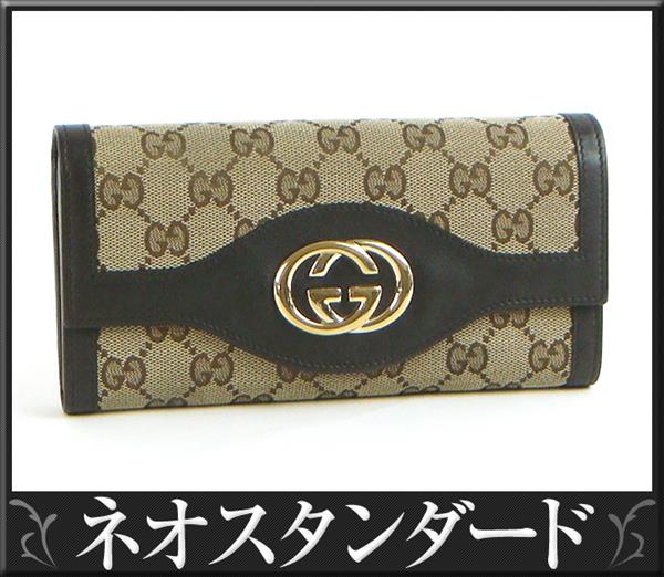 グッチ GGキャンバス 長財布 282431 ブラウン 箱付 中古
