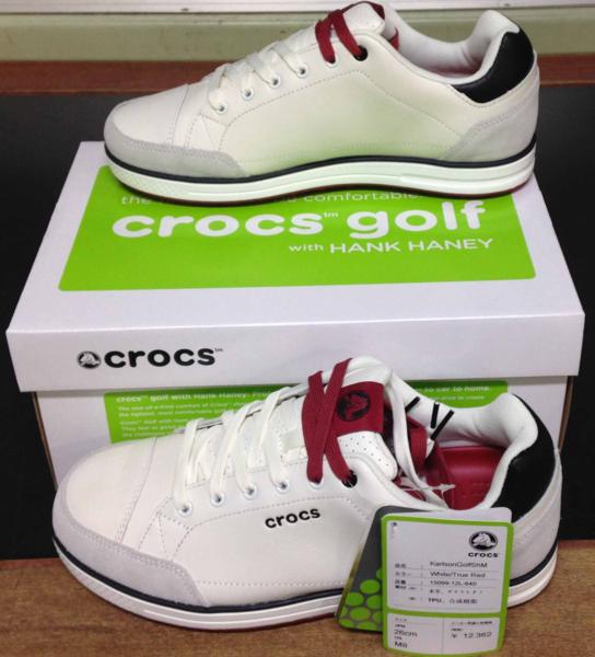 新品　ｃｒｏｃｓ　GOLFシューズ　メンズ　ＷＨ・ＴＲ　１１