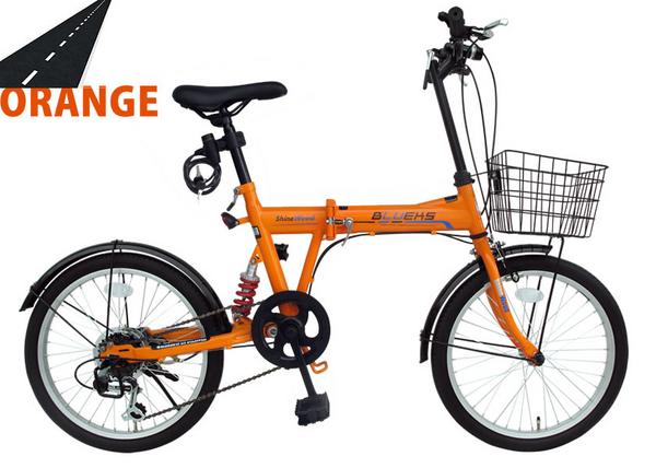激安★おまけ付20インチ/オレンジ/新品/6段変速/軽量折畳車
