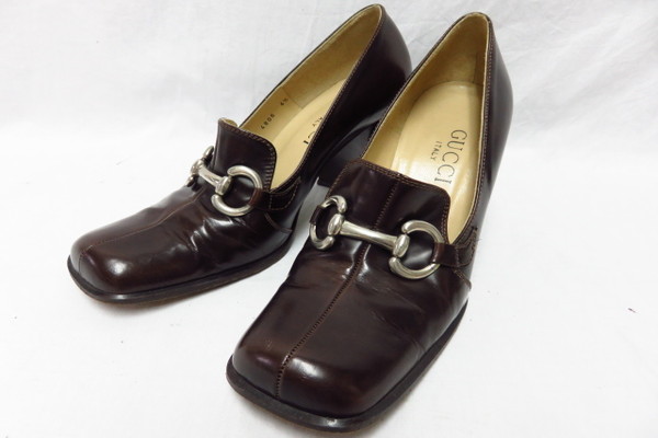 本物美品/グッチ/ローファー/24.5cm/レザーパンプス/8.5万/jf27r