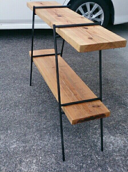 ◆アイアン ラック◆【板２枚 鉄脚】 アウトドア テーブル 店舗