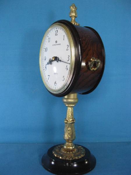 珍品、ユンハンス「ドイツ製」の両面卓上置き時計、稼働品